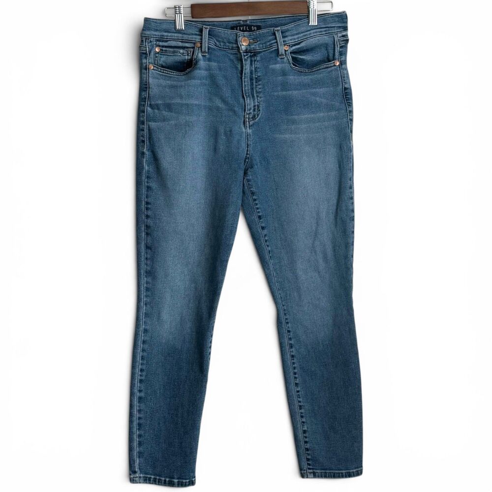 level 99 high rise skinny ankle jeans nostalgic blue wash stretch denim 14/32